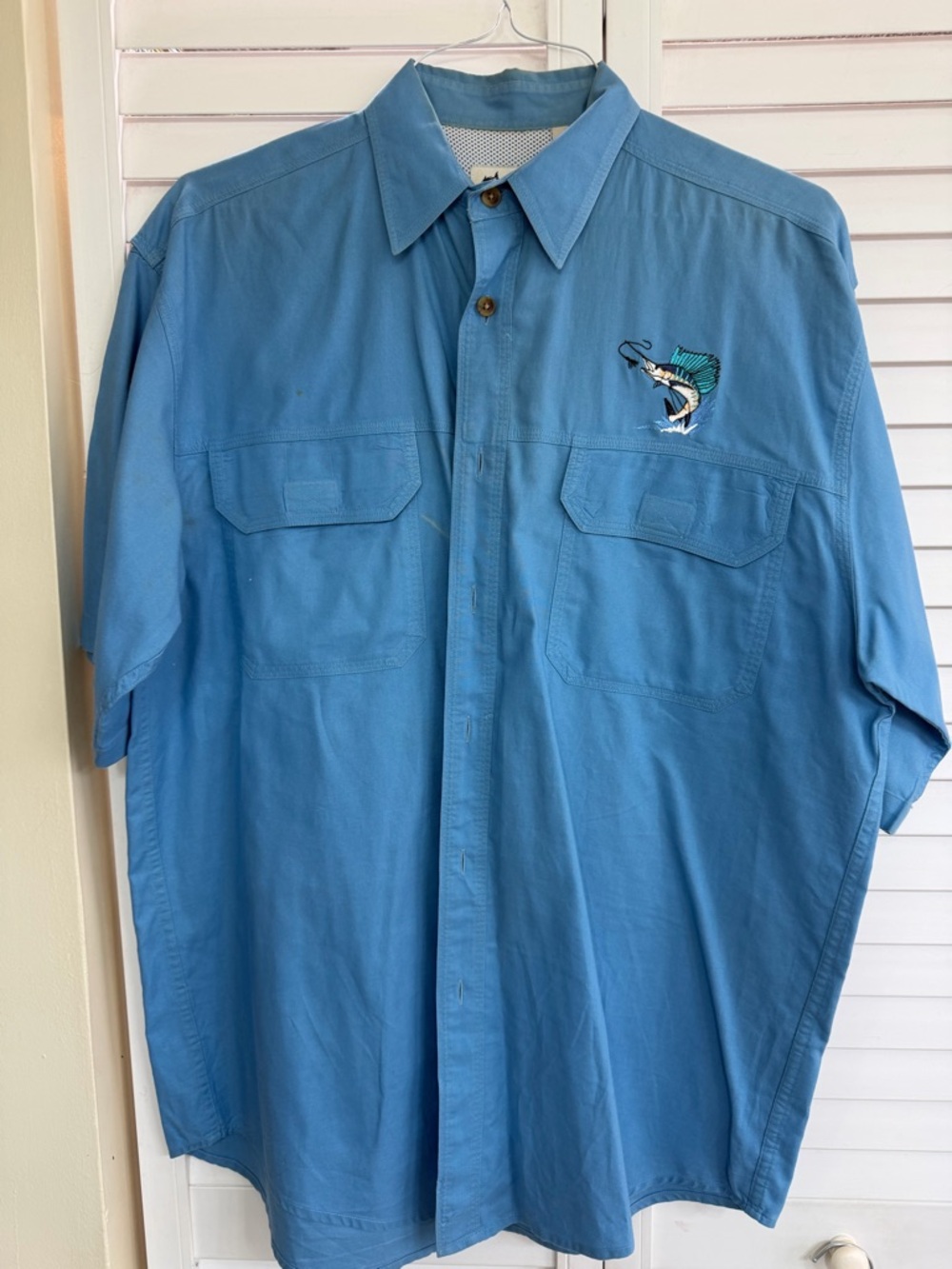 Men's Short-Sleeve Fishing Shirt - Blue